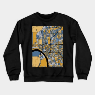 Tulsa Map Pattern in Blue & Gold Crewneck Sweatshirt